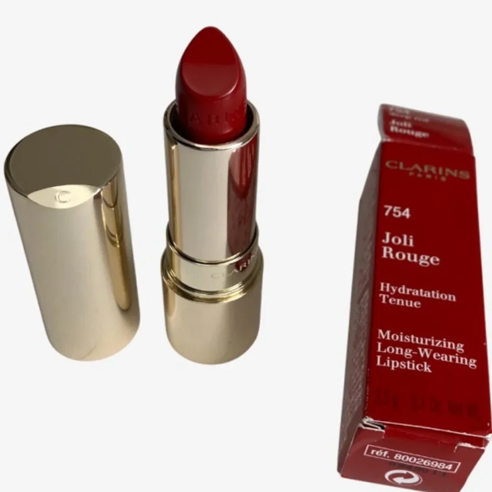 CLARINS Joli Rouge Lipstick 754 DEEP RED - Flawed box